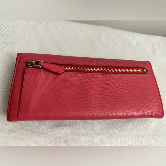 Prada Pink Saffiano Bow Continental Wallet - Picture 2 of 13